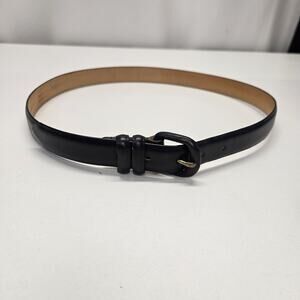 Lejon Italian Calfskin Black Bonded Leather Belt 1" Size Large 3505 Made In USA